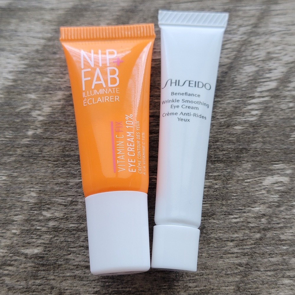 Lot 2 Nip Fab Eye Cream Vitamin C Shiseido Wrinkle Smoothing Travel .13 & .17 oz